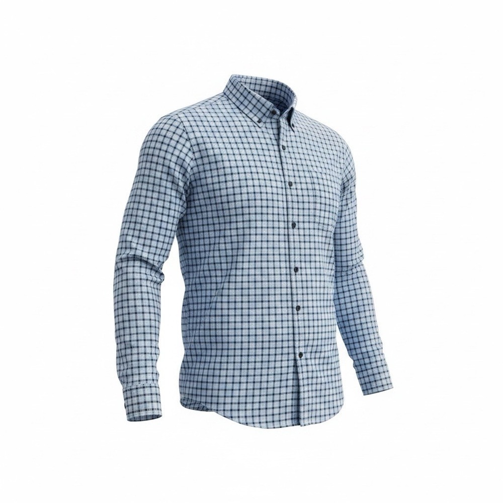 Izod Mens Saltwater Classic Box Check Plaid Cotton Button Down Shirt Large Blue